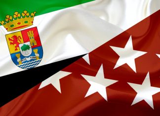 Banderas Extremadura y Madrid