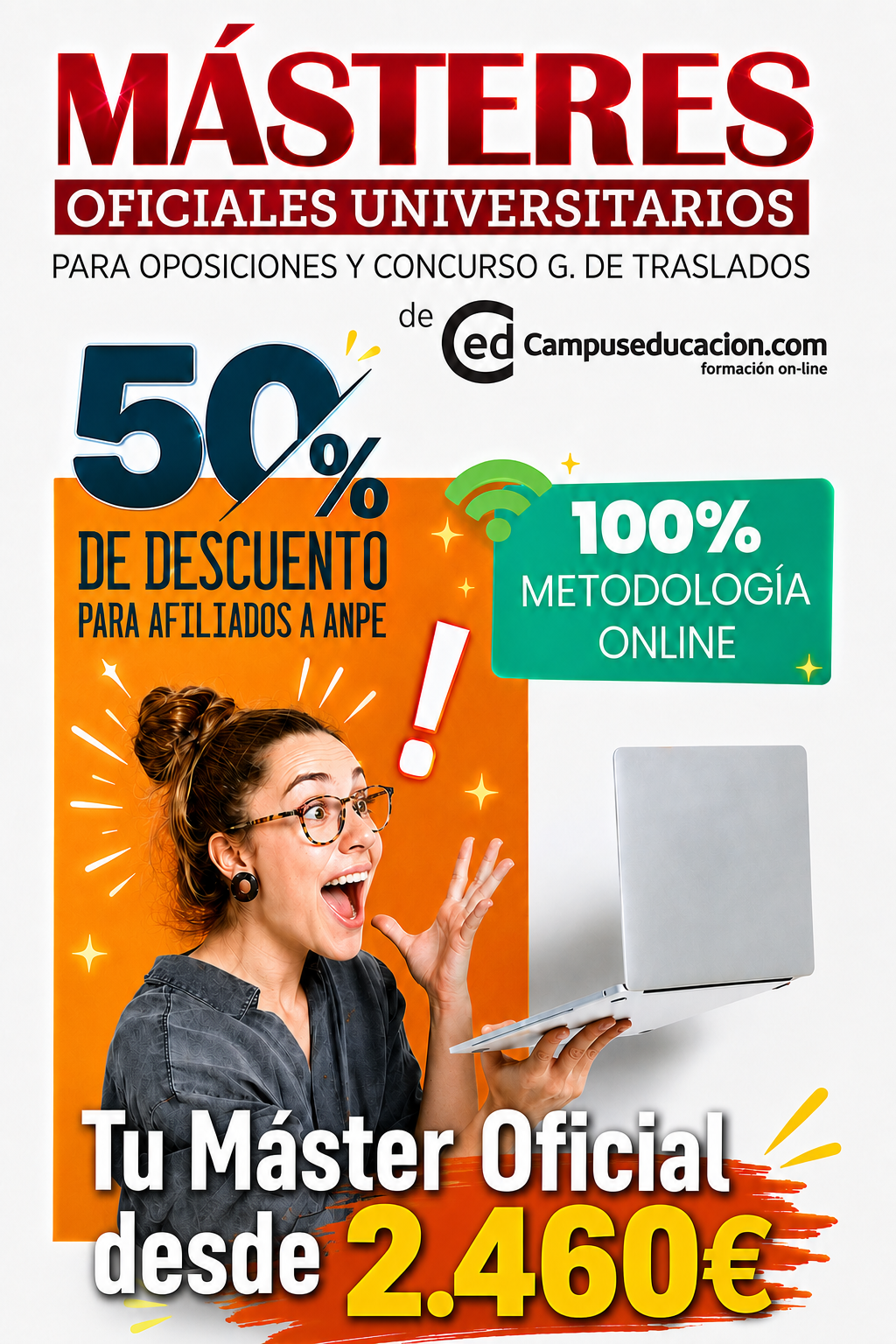 Matricúlate en un Máster Oficial desde 2.460 euros